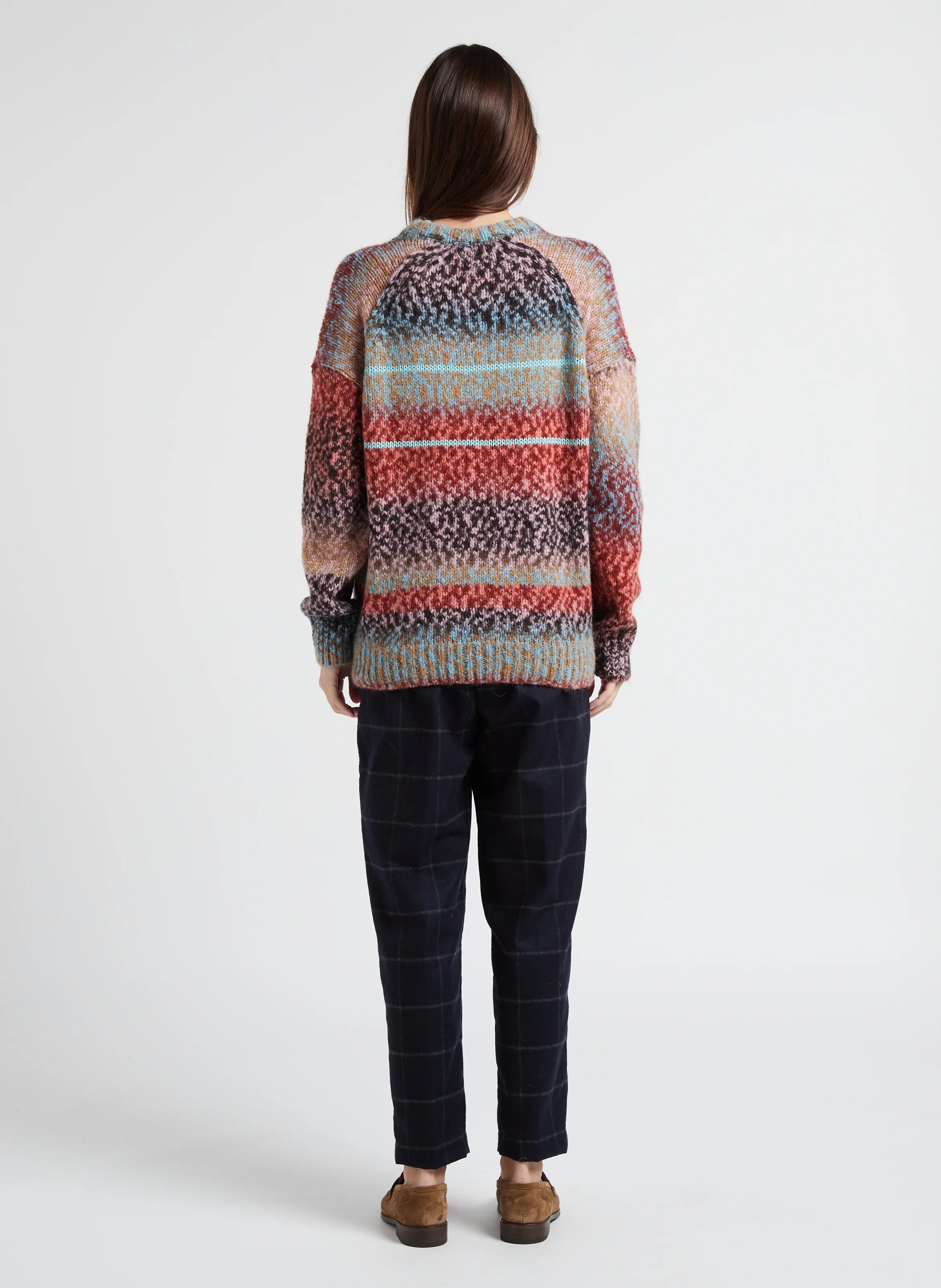Pantalon carotte en laine mélangée | Bleu