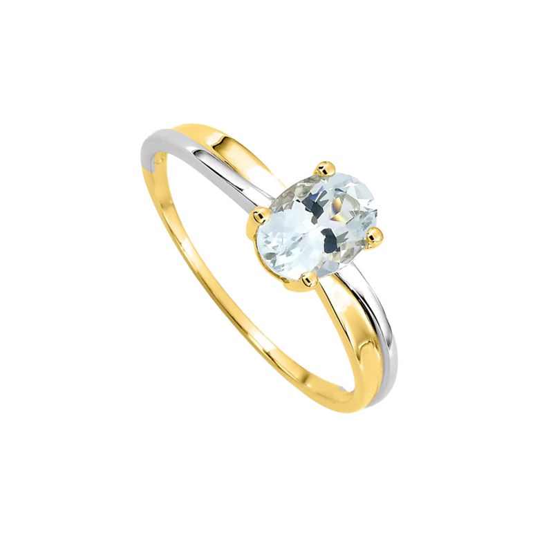 Bague Femme - aigue marine - Or 18 Carats