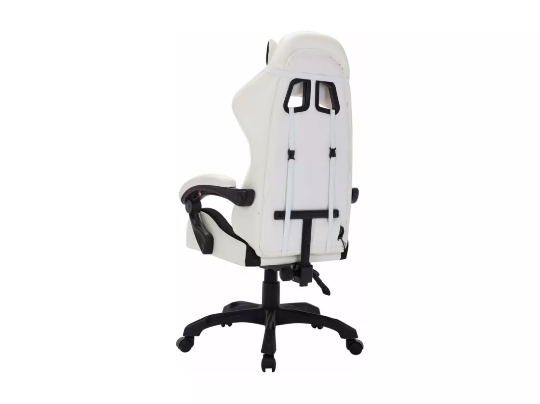 Fauteuil de jeux vidéo avec LED RVB Blanc et noir Similicuir