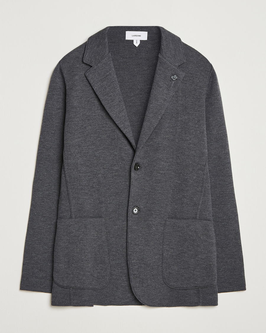 Lardini Knitted Wool Blazer Dark Grey