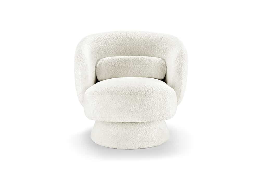 Drehbarer Design Sessel BOSSA NOVA weiß Bouclé