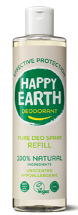Happy Earth 100% Natural Deo Spray Unscented Hypoallergenic Refill 300ML