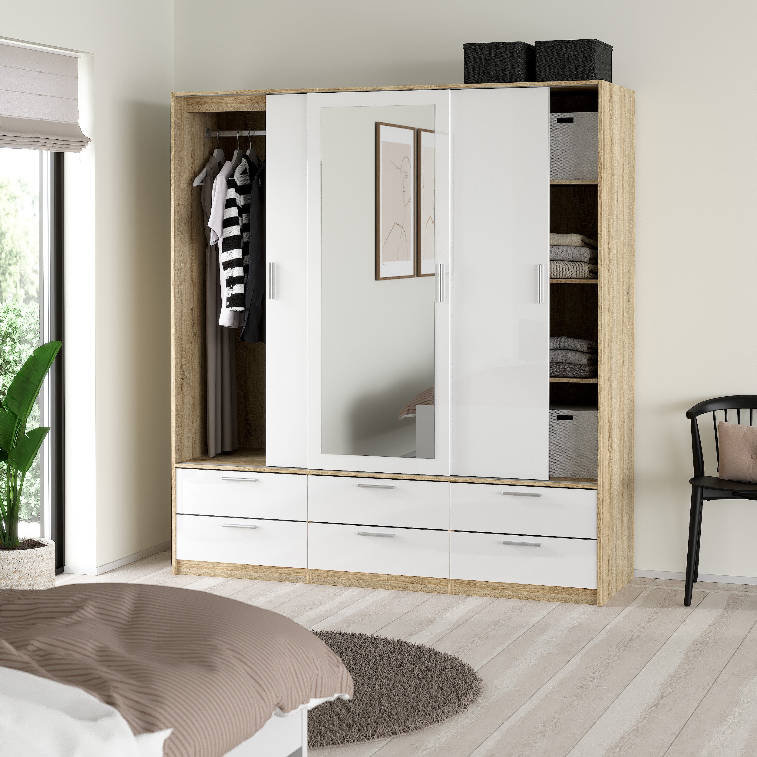 by fonQ basic Slim Kledingkast - B 181,4 cm - Glossy Wit