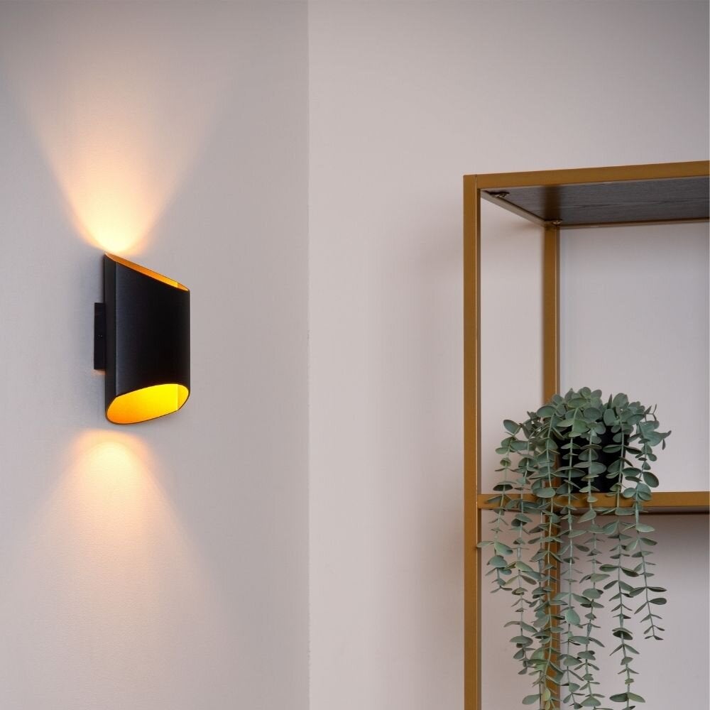 Wandlamp Diletta in zwart en messing G9