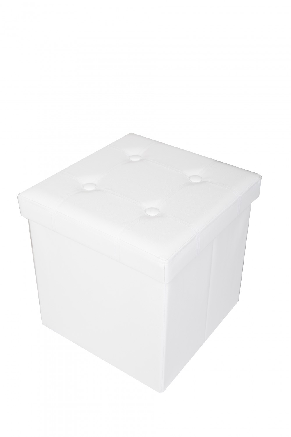 Sitzwürfel Leder BEN 38 x 38 cm weiss