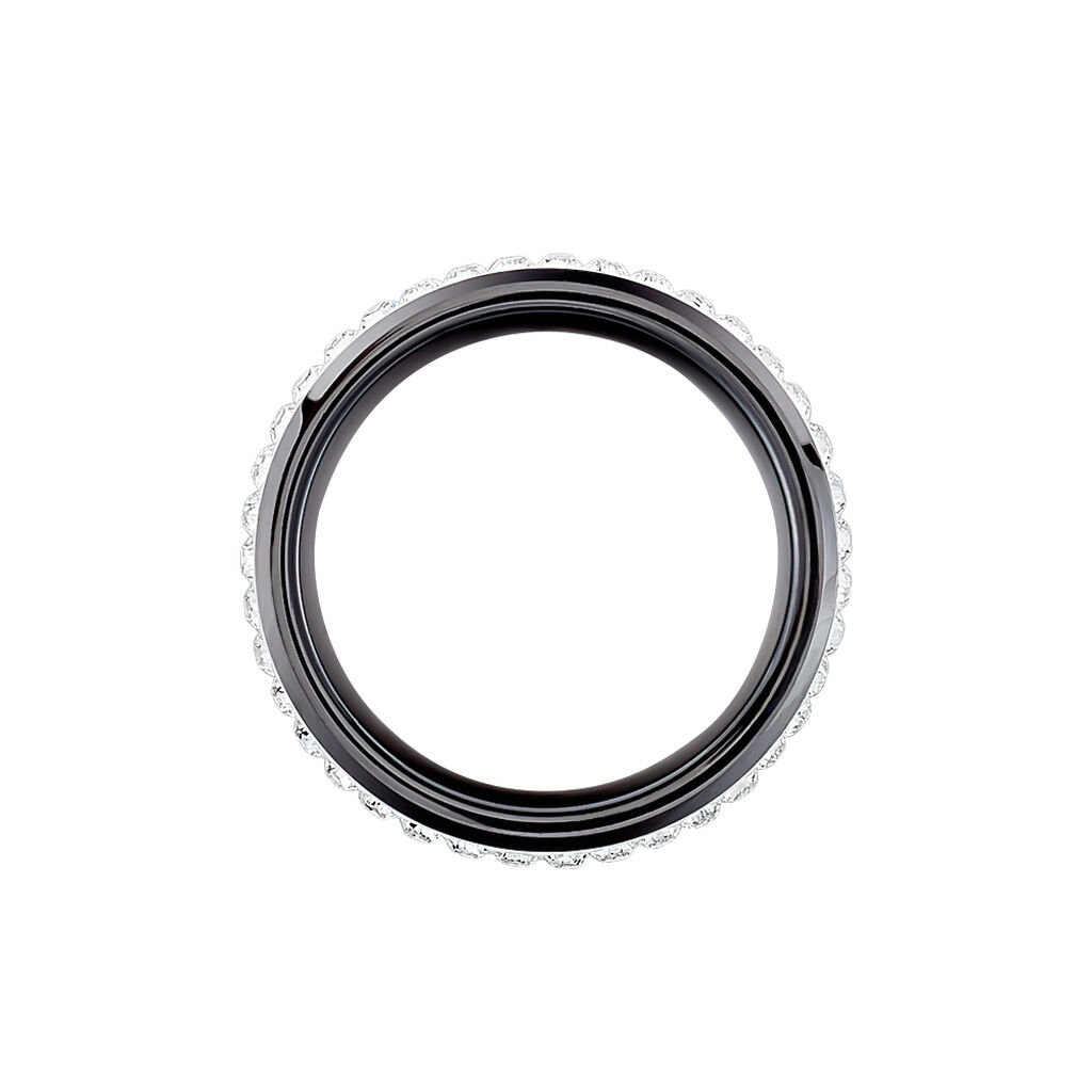 Bague Noire Ceramique Blanc Céramique Et Strass