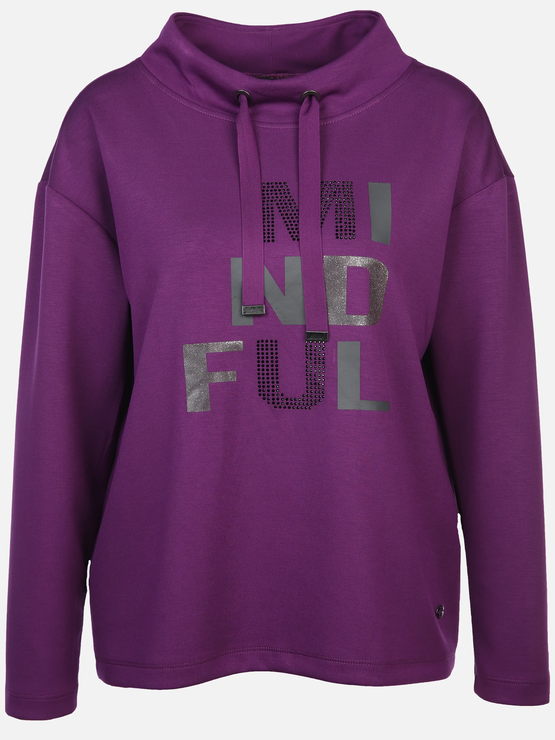 Damen Sweatshirt mit Glitzerprint und Strassbesatz