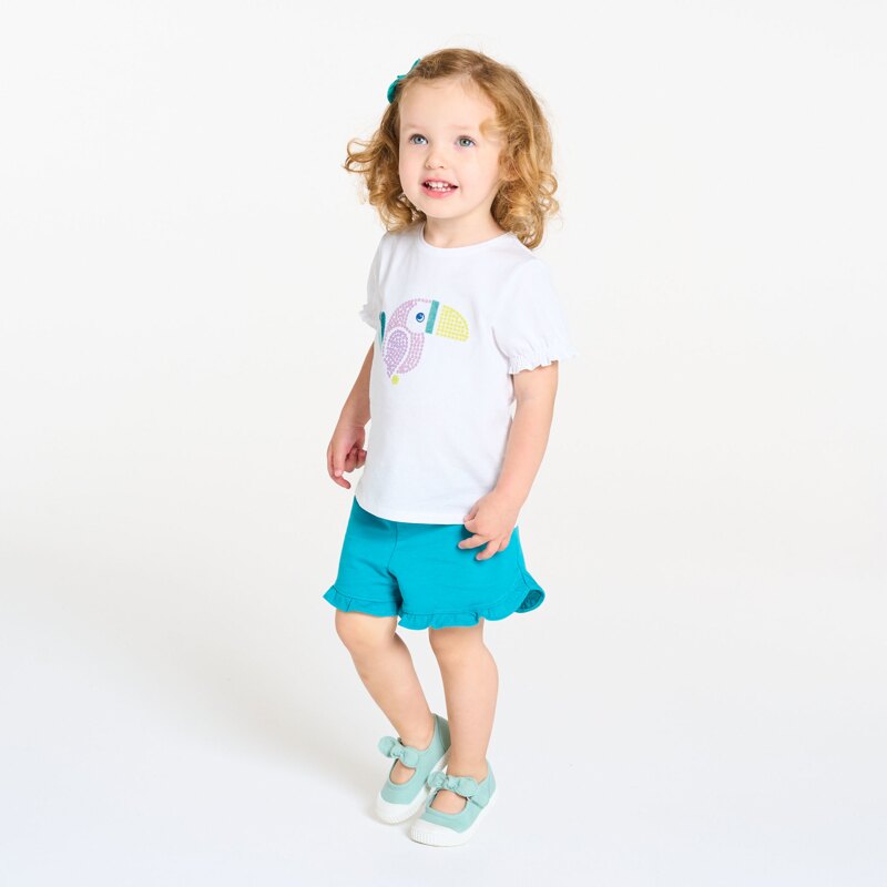 T-shirt sequins toucan blanc bébé fille Mauve Violet