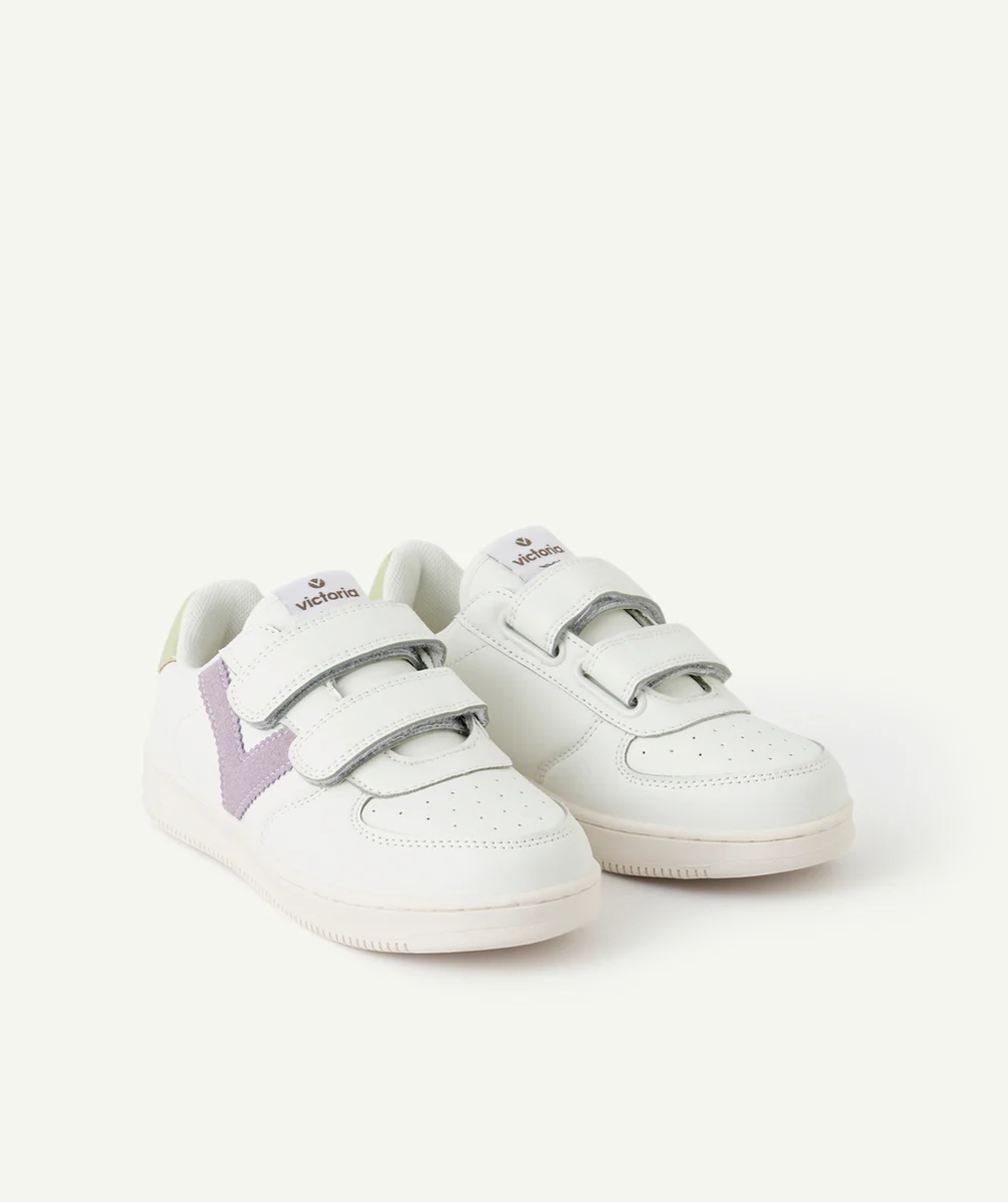 VICTORIABASKETS BLANCHES FILLES AVEC LOGO LILA