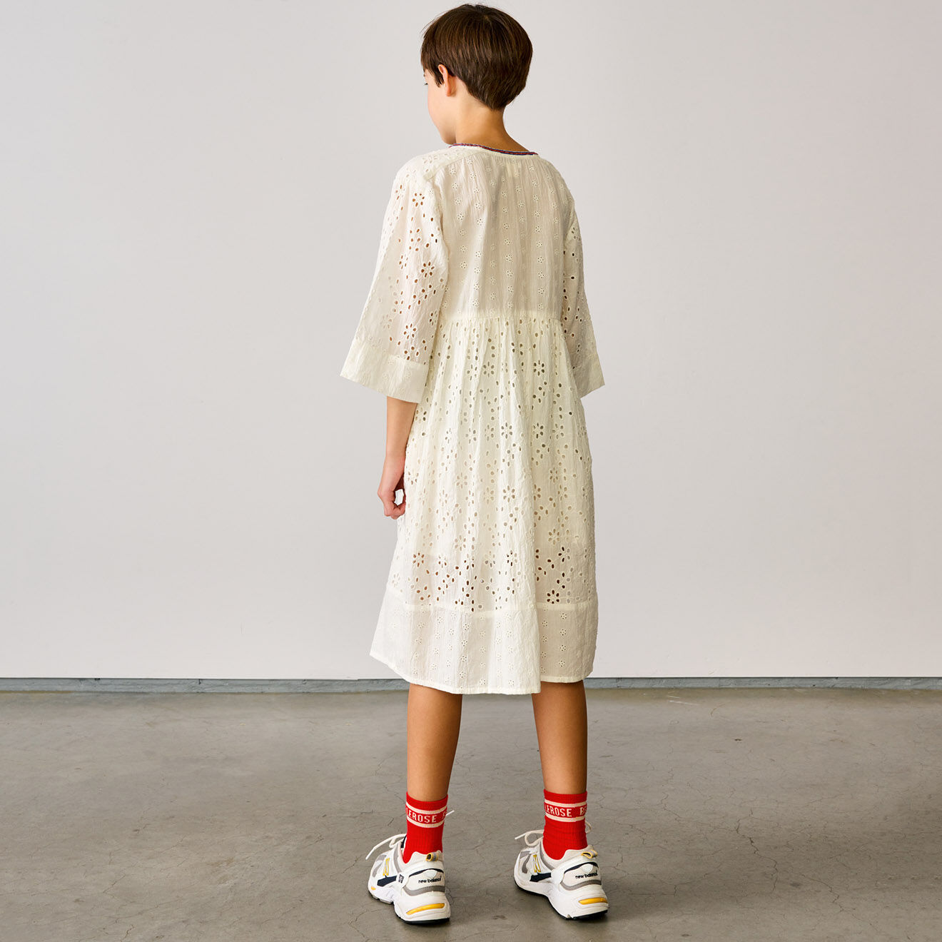 Bellerose Robe mi-longue en Coton Hoboes broderies anglaises écrue