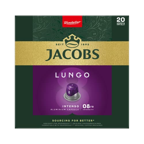 Jacobs Lungo 8 Intenso, 20 Nespresso kompatible Kapseln
