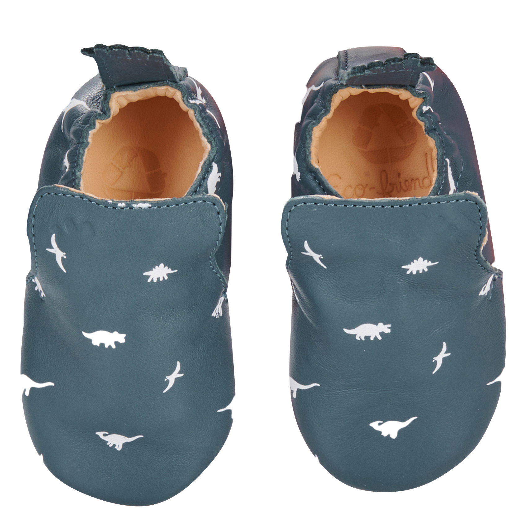 MY BLUBLU - Chaussons à imprimé dinosaures en cuir | Bleu