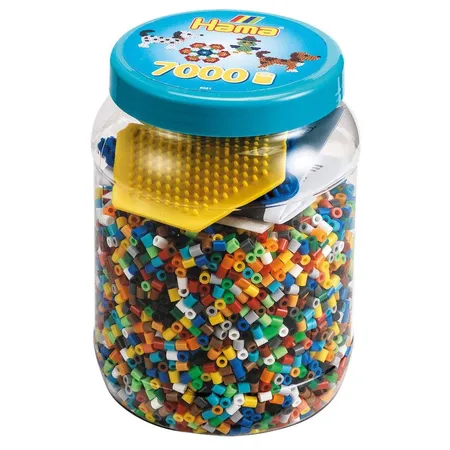 Hama Bügelperlen Dose mit ca. 7000 Perlen, blau gelb