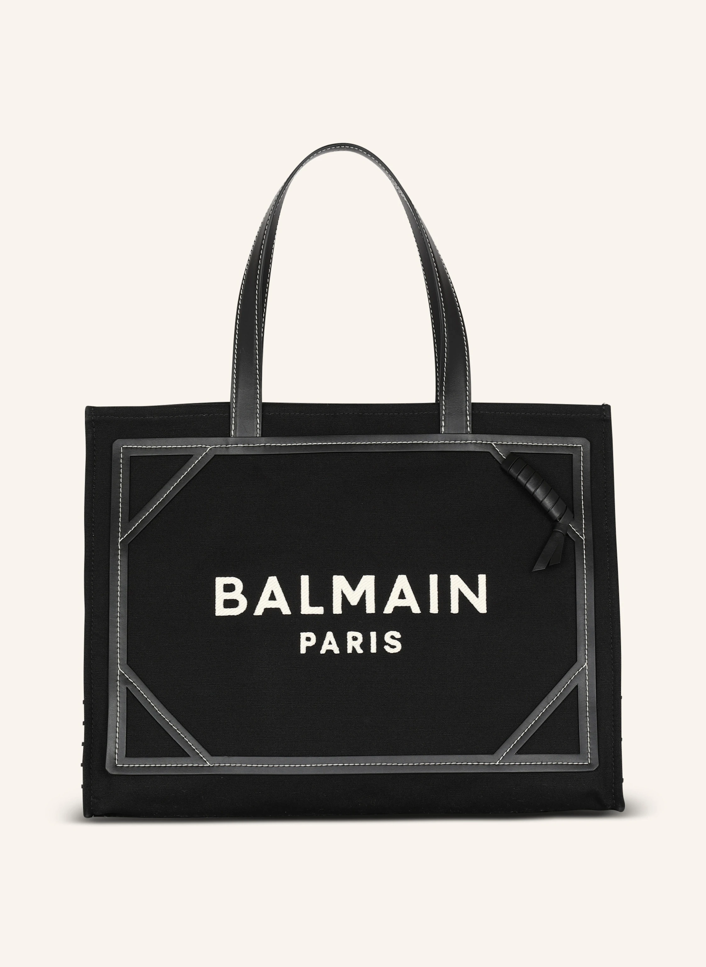 BALMAIN Shopper B-Army 42 aus Monogramm-Canvas und Glattleder
