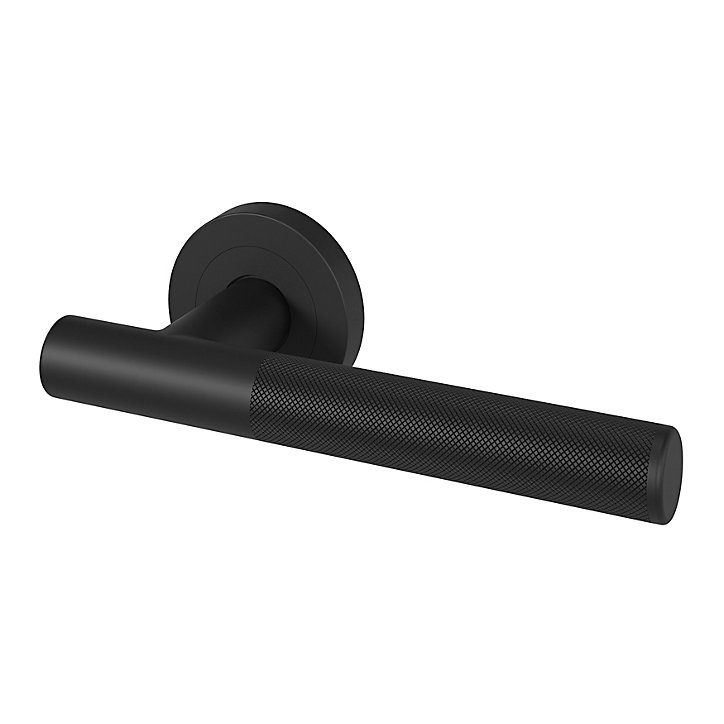 Ensemble poignée sur rosace rond à visser GoodHome Irus mat noir Ø50mm