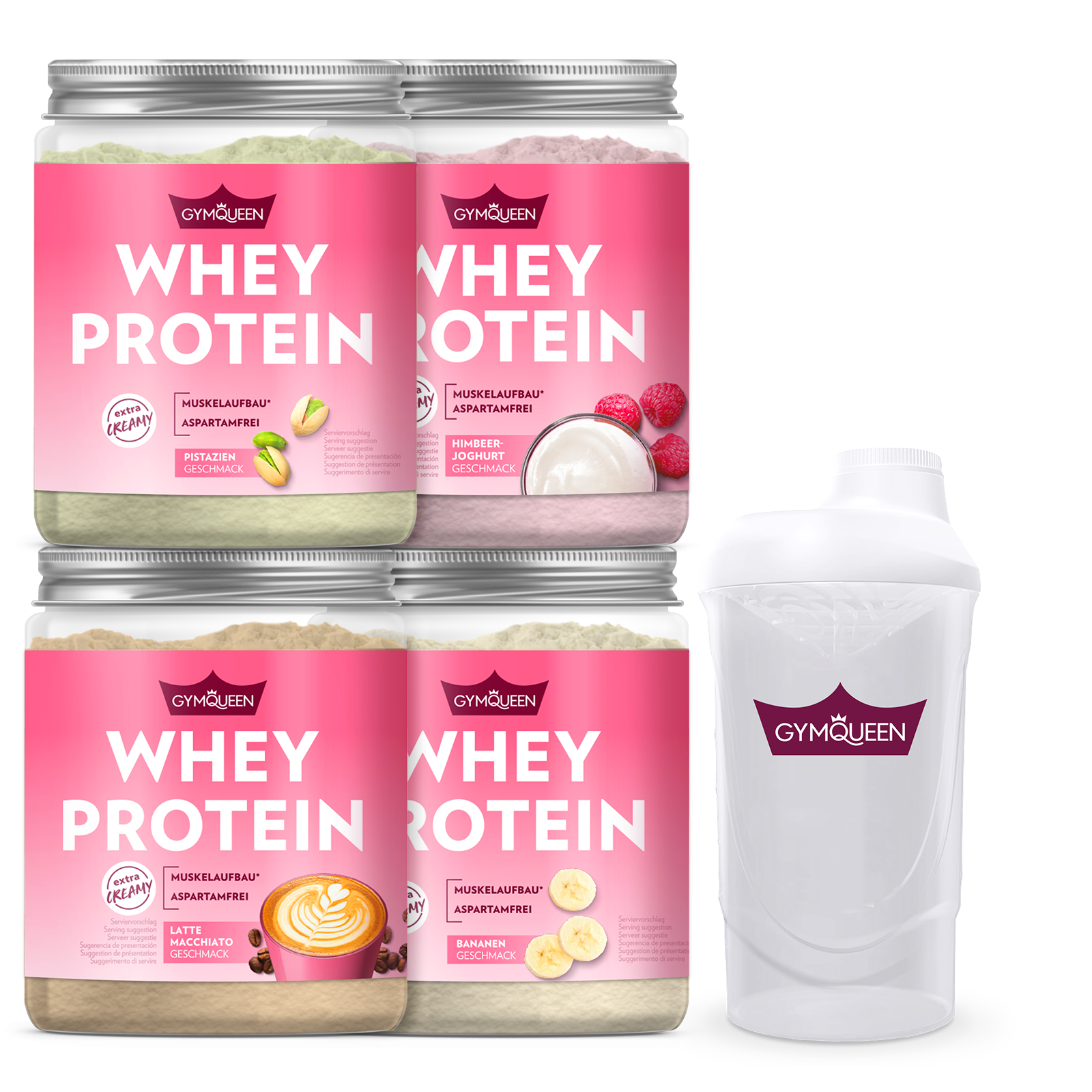 Whey Protein 4er Pack + Shaker