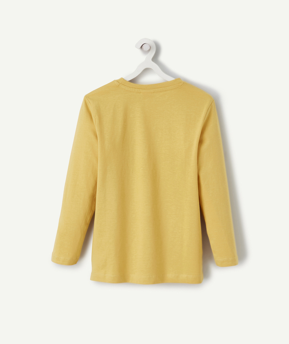 T-SHIRT GARÇON EN COTON BIO JAUNE THÈME SKATEBOARD