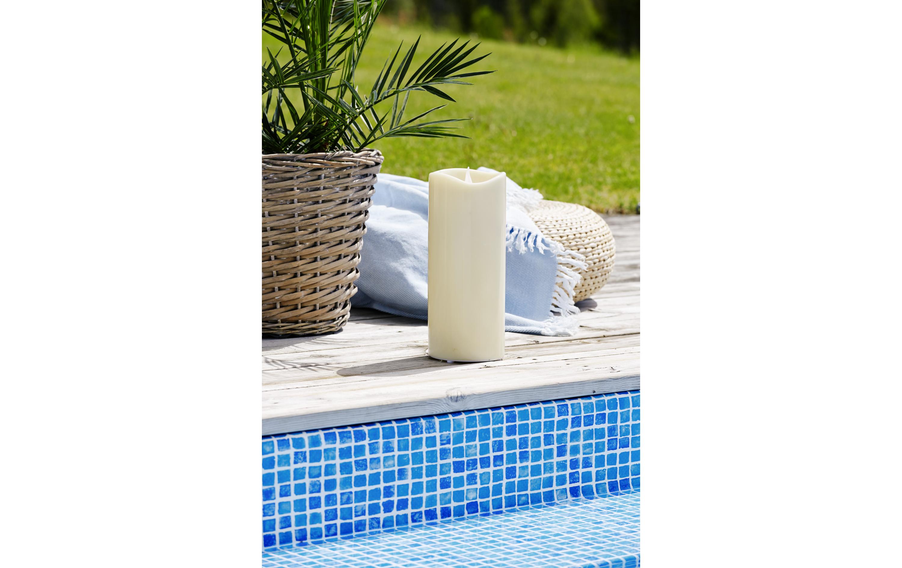 LED-Kerze Pillar Grande Ø 12 x 31 cm, BeigeLED-Kerze für den Aussenbereich