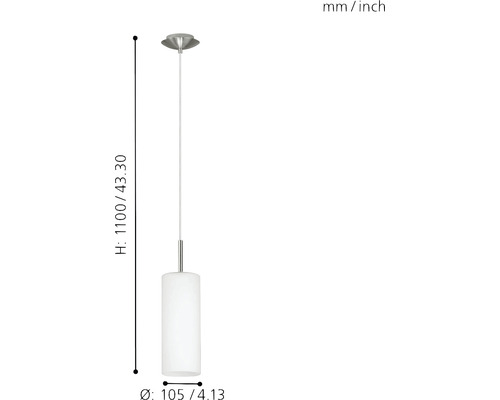 Hanglamp, 1-lichts, HxØ 110x11 cm, satijn/wit