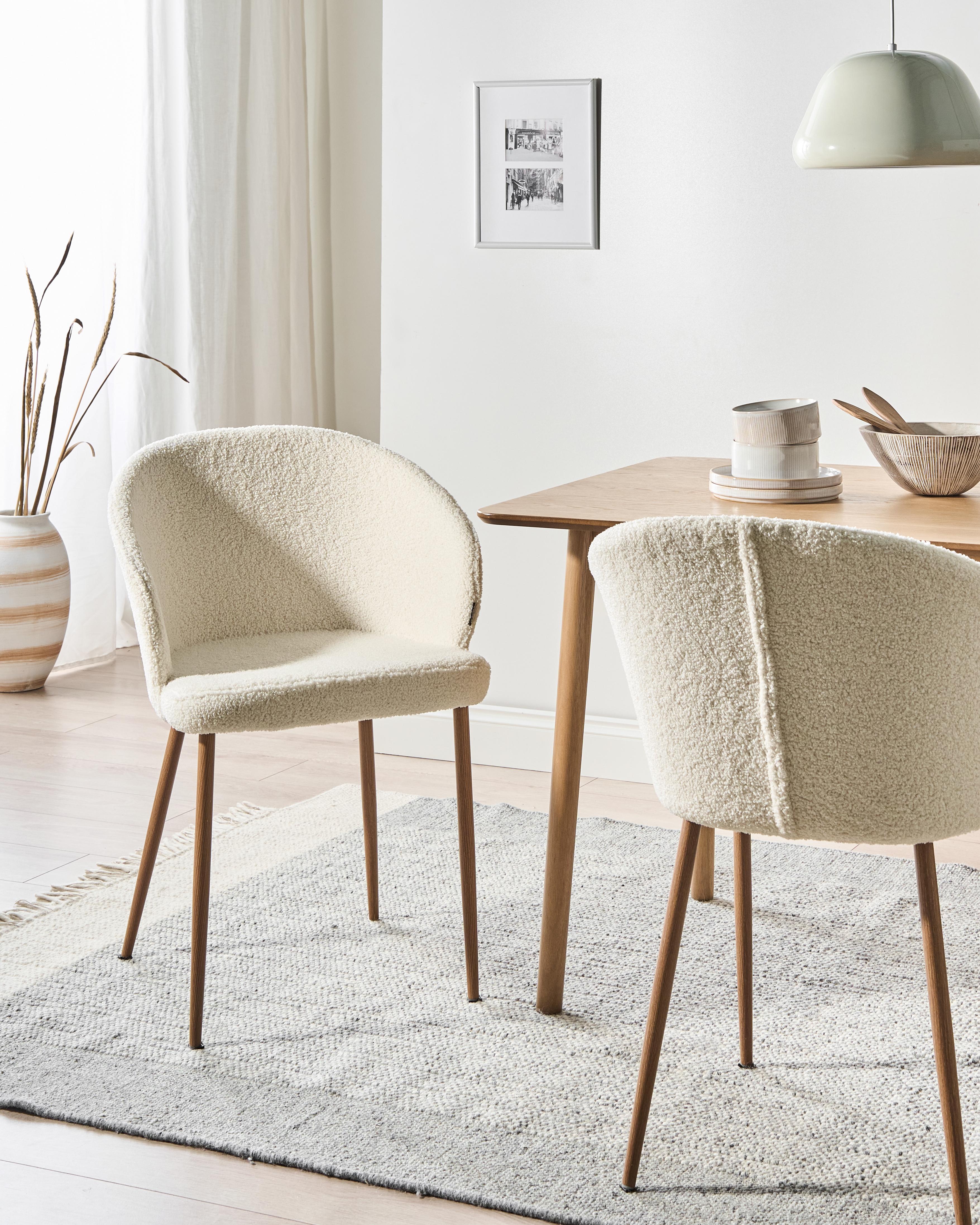 Set van 2 eetkamerstoelen MASON Bouclé Gebroken wit/lichtbruin
