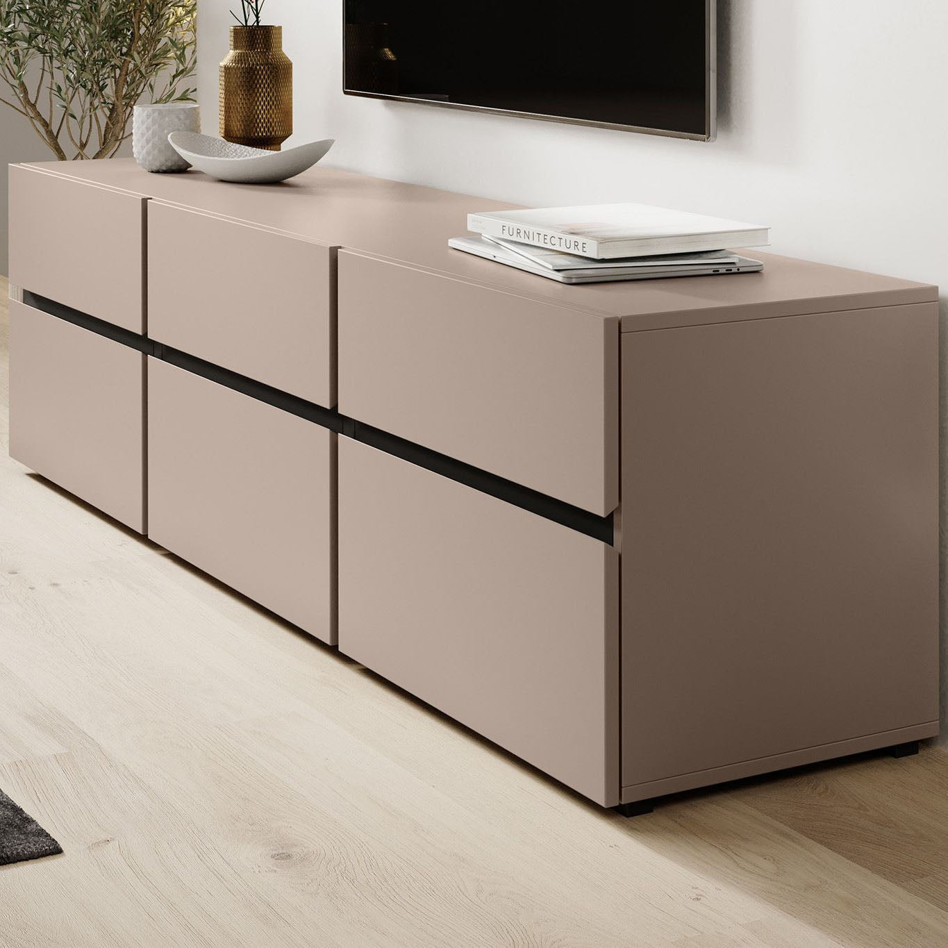 Cainan - TV-Meubel - met 3 lades - Beige - 180 cm