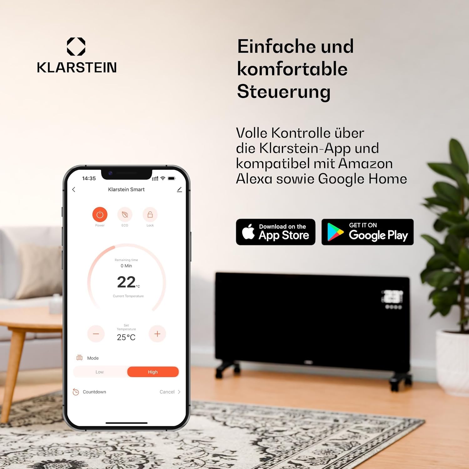 Klarstein Infrarotheizung mit Thermostat, 1200W Elektroheizung, Smart Home Infrarotheizung zur Wandmontage, IR mit App-Steuerung & Erkennung Offener Fenster, Effizienter Feuchtraum Heizkörper CO2-Frei
