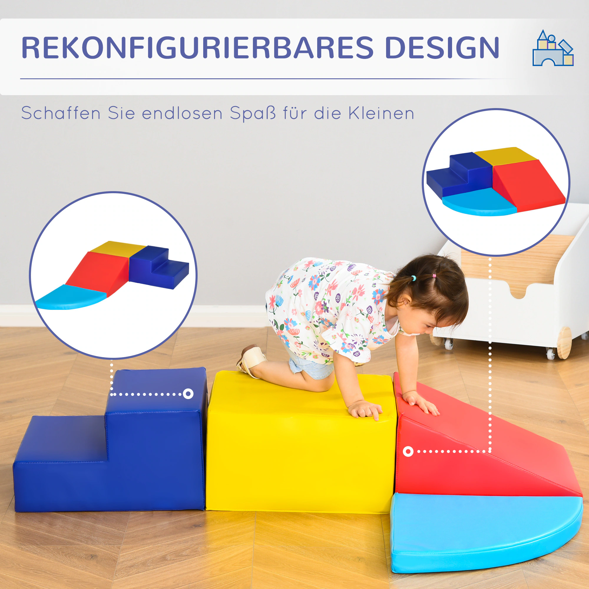 HOMCOM Softbausteine Bausteine 4 TLG Schaumstoffbausteine bunt 45 x 45 x 25 cm (LxBxH)