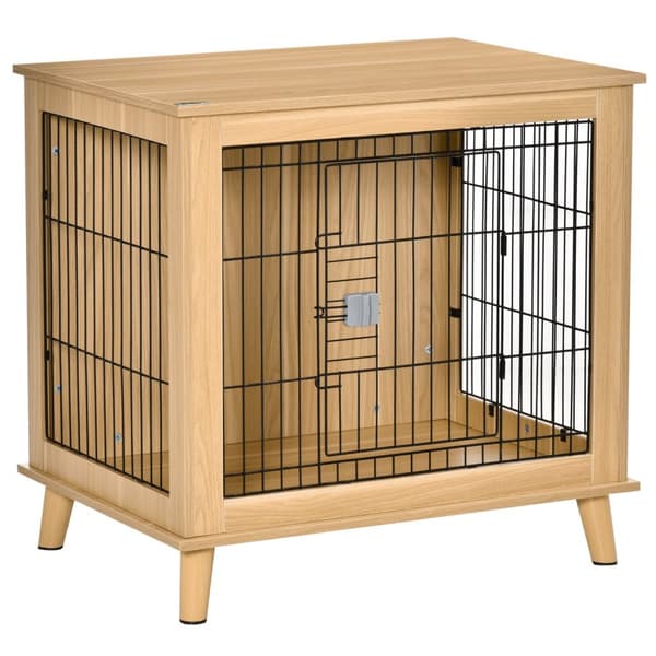 Hundebur Transportkasse I Tre Med Bordplate, Forhøyet Design, Naturlig, 81X58,5X76 Cm