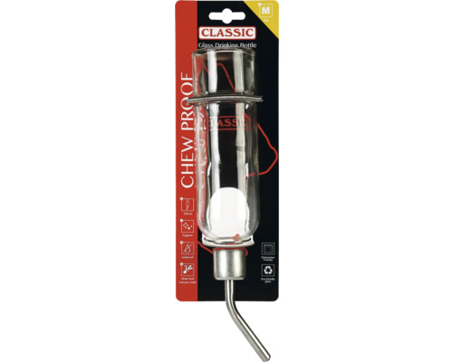 Karlie Classic glazen drinkfles voor kleine dieren, maat M, 350 ml, ca. 30 x 6 cm