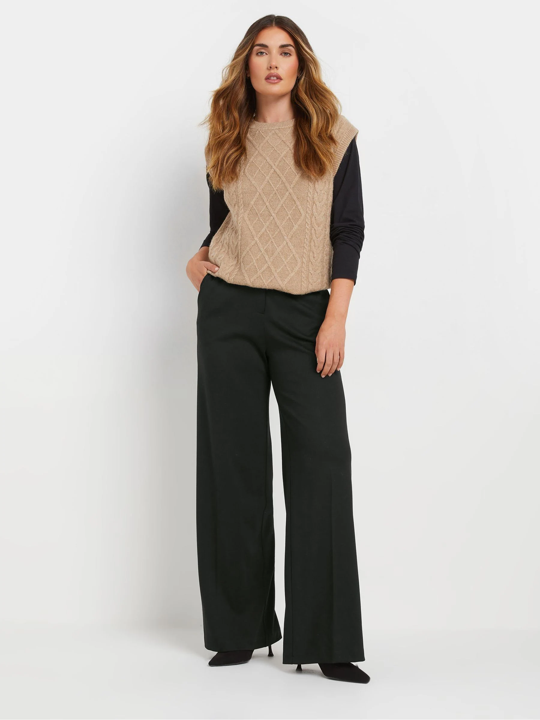 Long Tall Sally Premium ponté broek met wijde pijpen