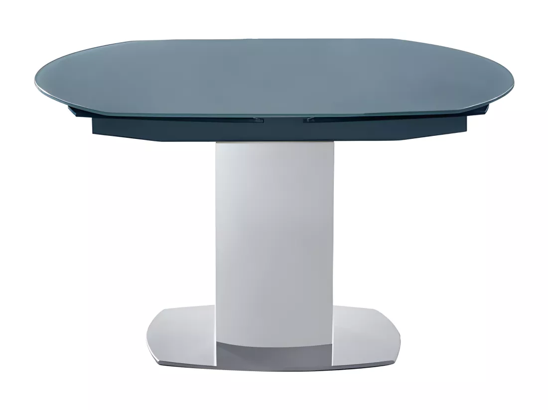 Table à manger extensible TALICIA - Verre trempé & métal - 6 à 8 personnes - Coloris Gris