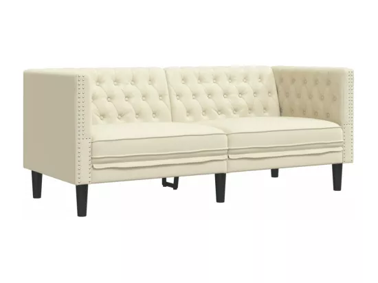 Ensemble de canapé Chesterfield 3 pièces crème similicuir