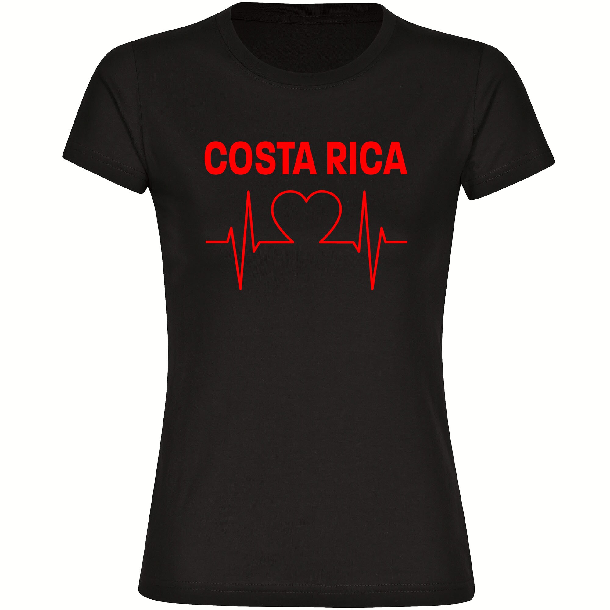 multifanshop® Damen T-Shirt - Costa Rica - Herzschlag - Druck rot