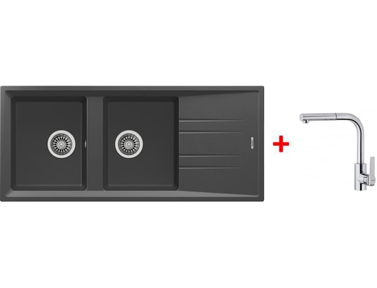 TEKA - Pack évier mitigeur STONE 80 B-TG 2B 1D DARKGREY + IN-938