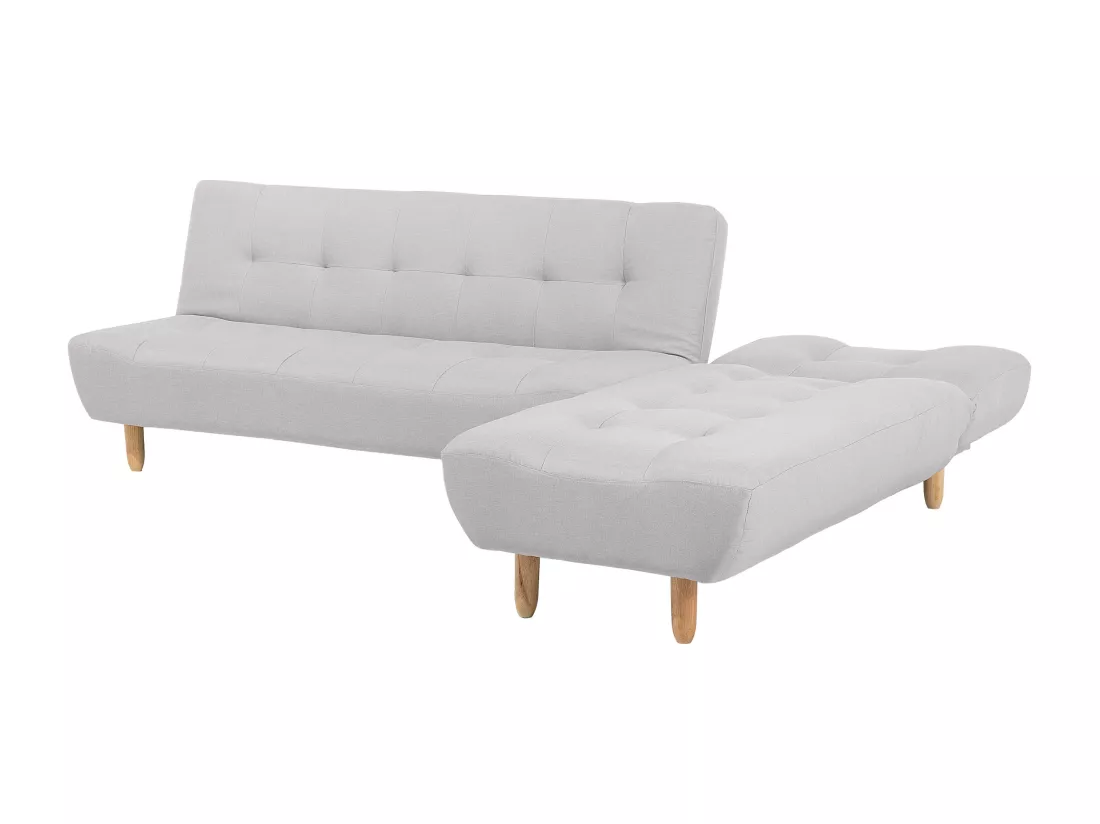 Canapé angle à droite convertible en tissu gris clair 4 places ALSTEN