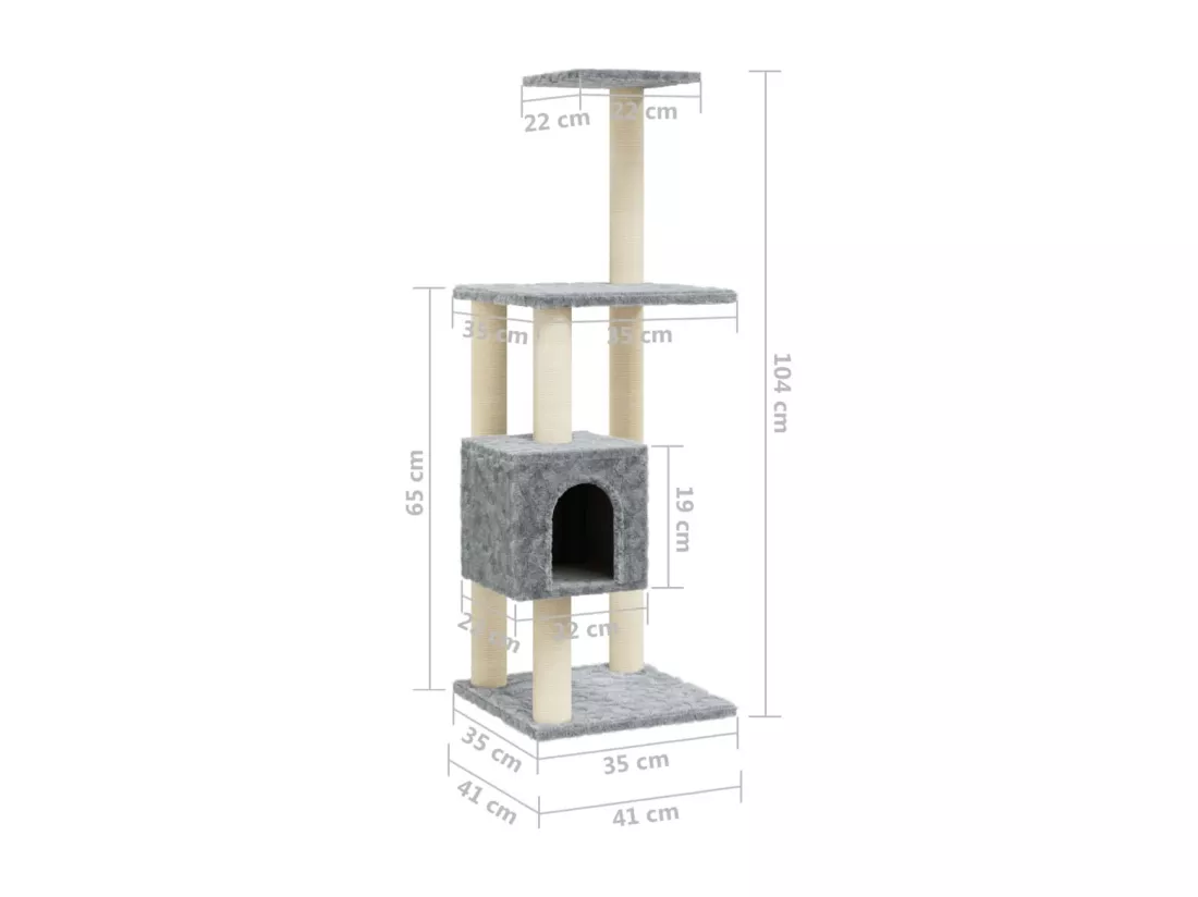 Arbre à chat avec griffoirs en sisal Gris clair 104 cm