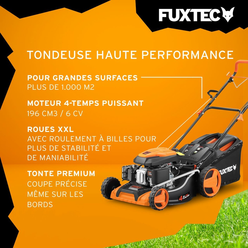 Tondeuse thermique autotractée 196cm3 51cm - fx-rm5196 - 6cv 60l