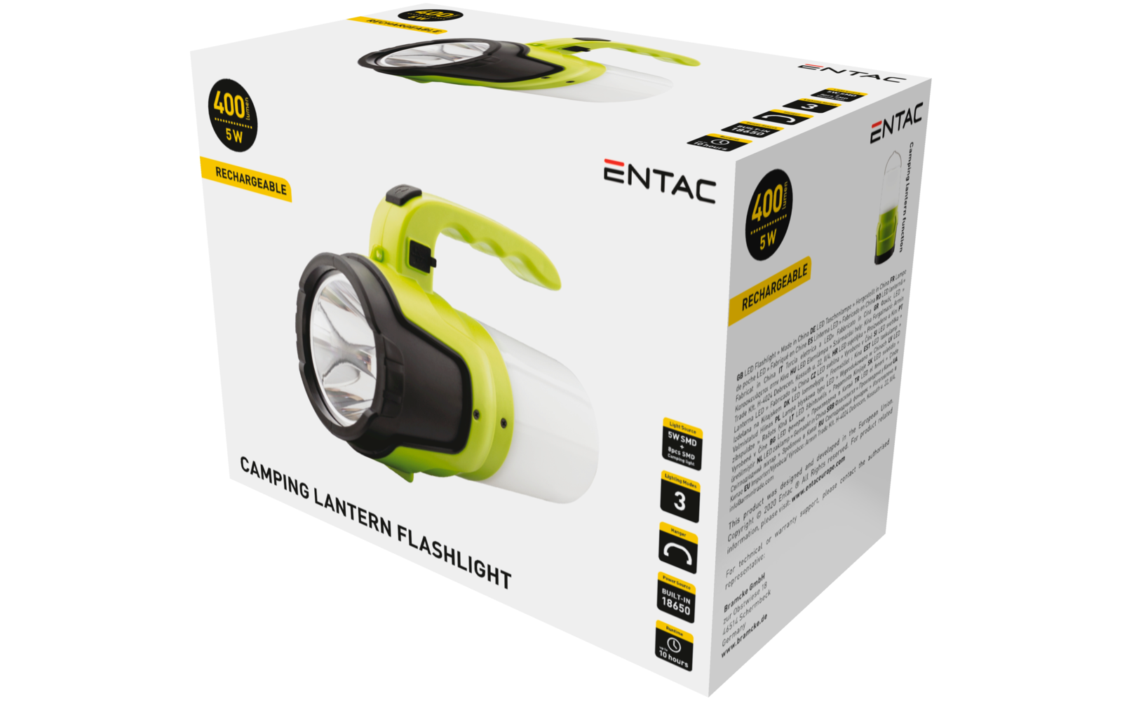 Entac Taschenlampe mit Campinglampenfunktion 5 Watt