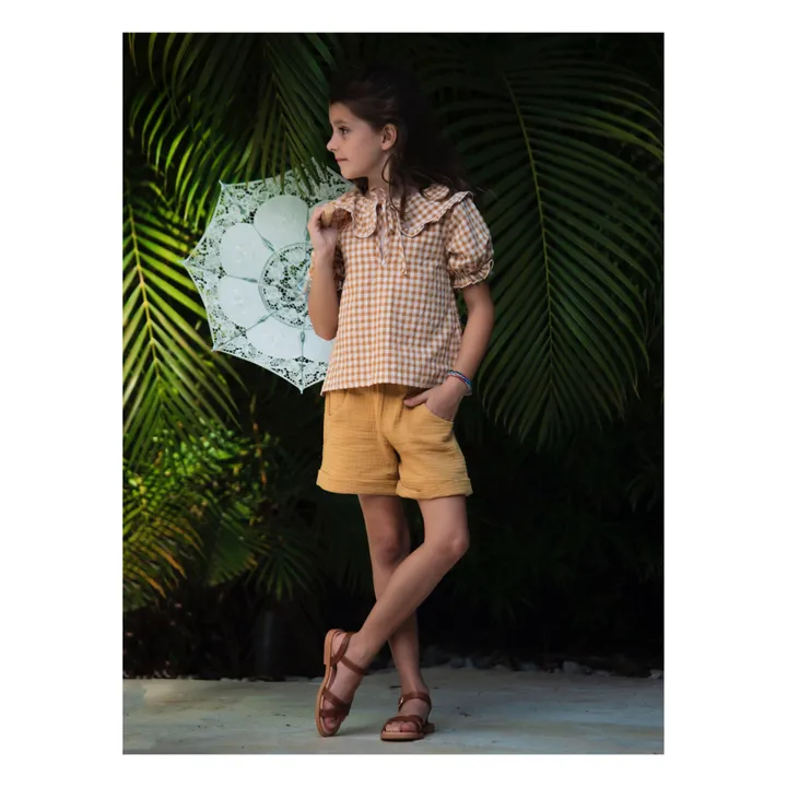 Petite Lucette Short Coton Bio Alain | Jaune moutarde