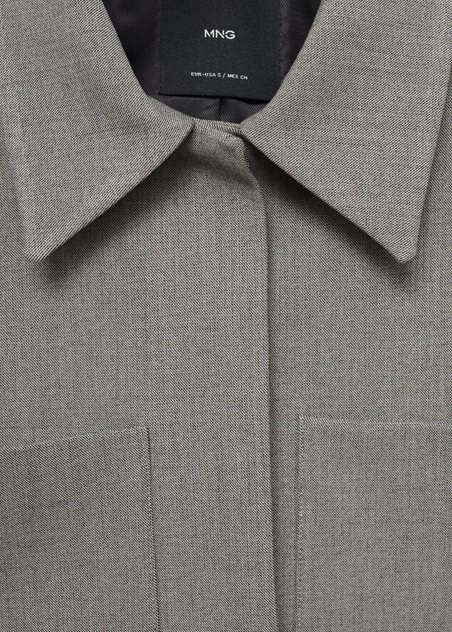 MANGO Cropped jacket with pockets Lt pastel grey