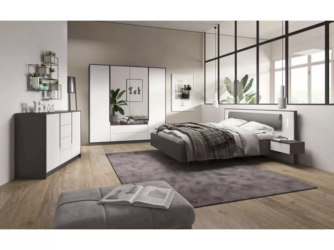 Lit escamotable SEGA B 160x200 Blanc & Gris