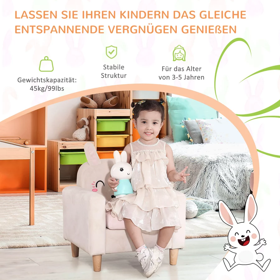 HOMCOM Kindersessel mit Armlehne weiß