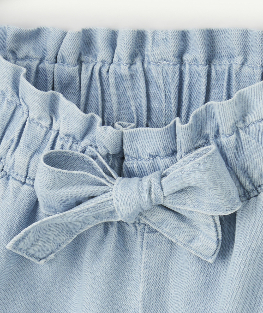 short fille en denim low impact avec noeud
