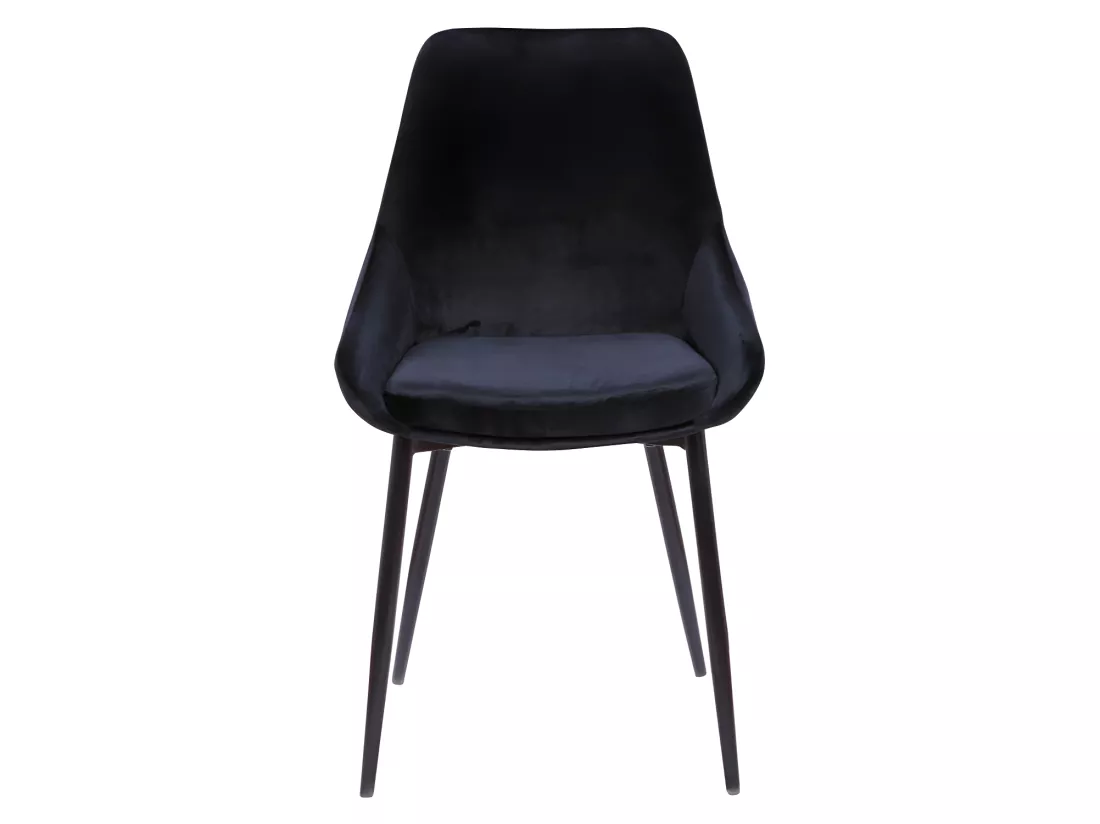 Lot de 6 chaises - Velours et métal noir - Noir - MASURIE