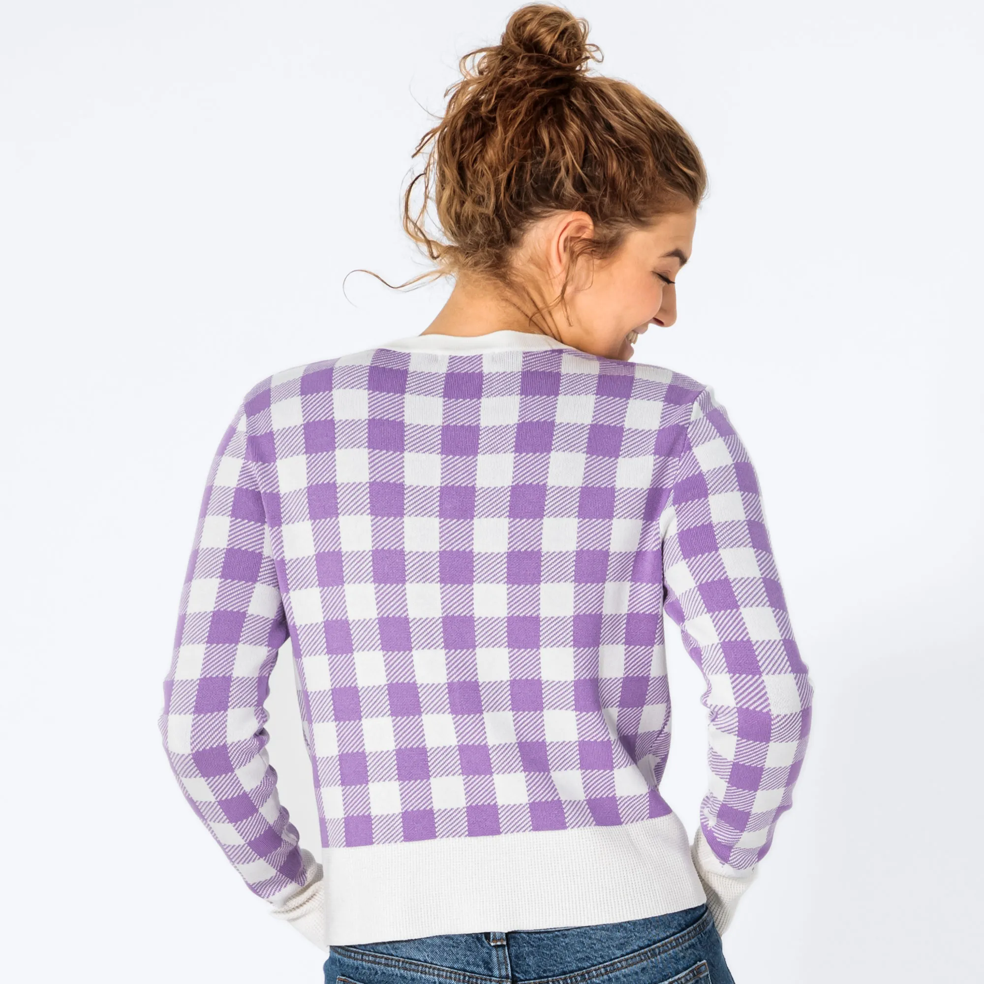 Damen-Strickjacke mit Karomuster