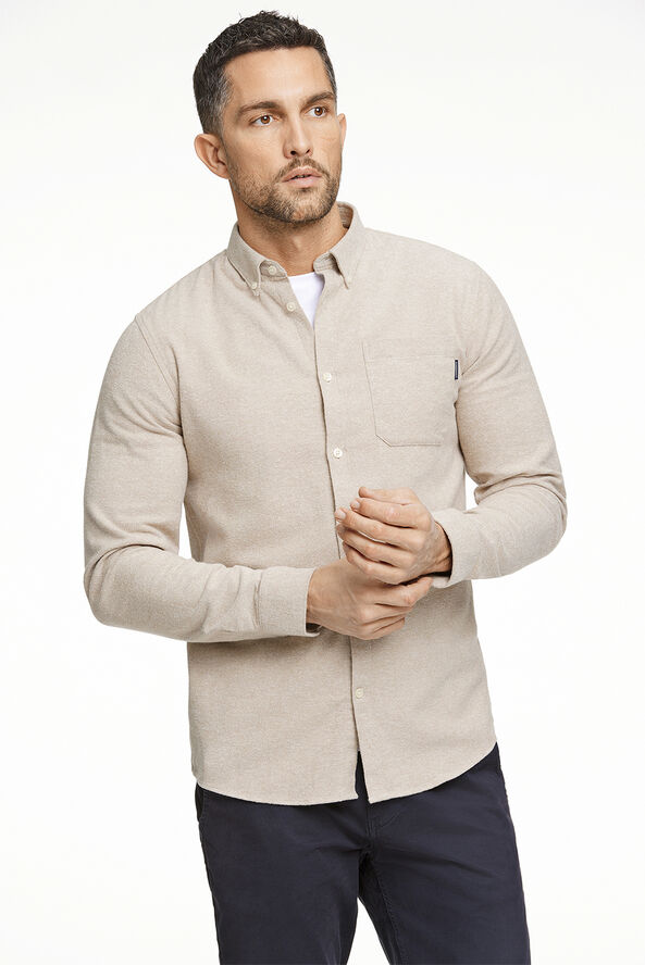 Lindbergh Brushed twill shirt L/S Sand