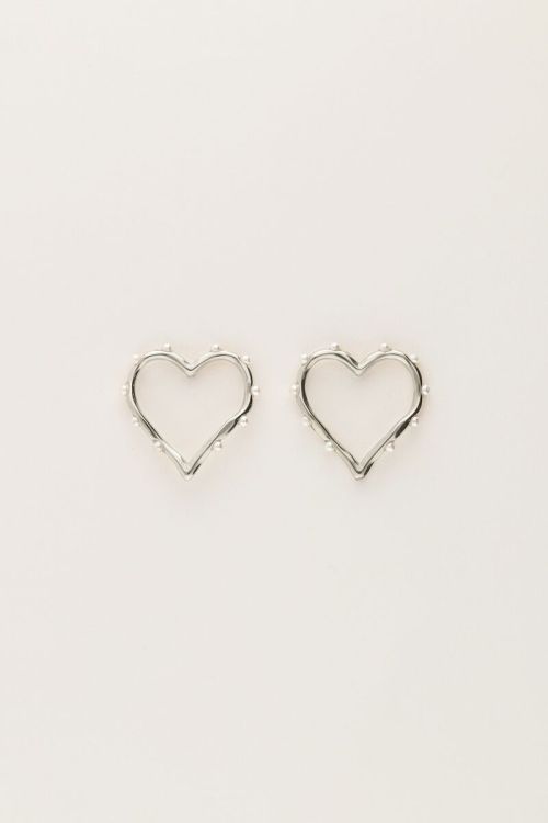 Studs met open hart en parels