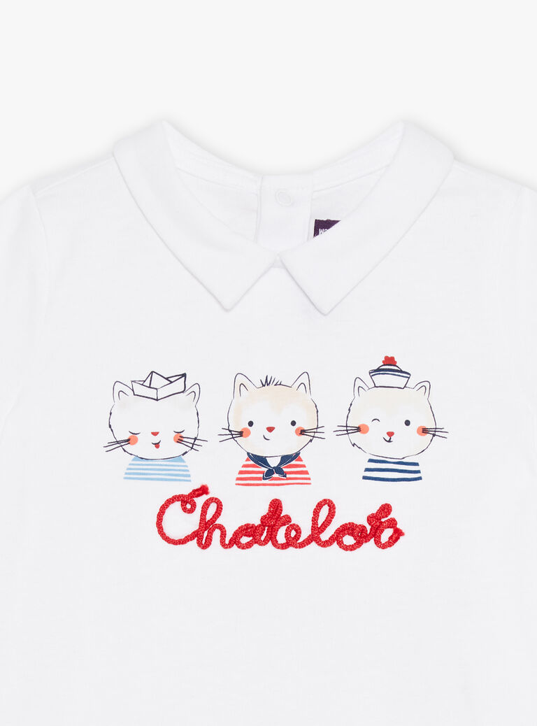 Polo écru à motifs chats marins