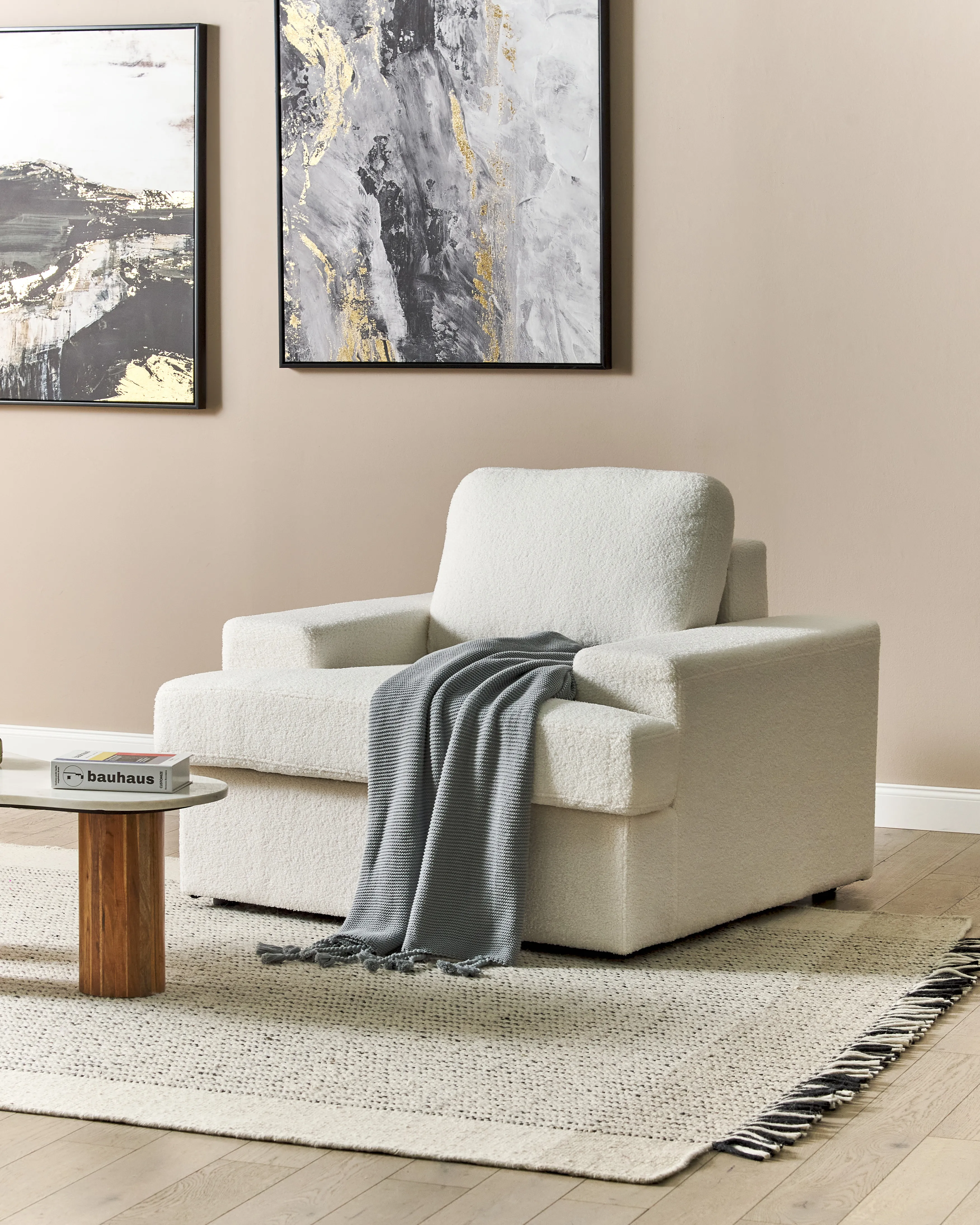 Fauteuil ALLA Bouclé Gebroken wit