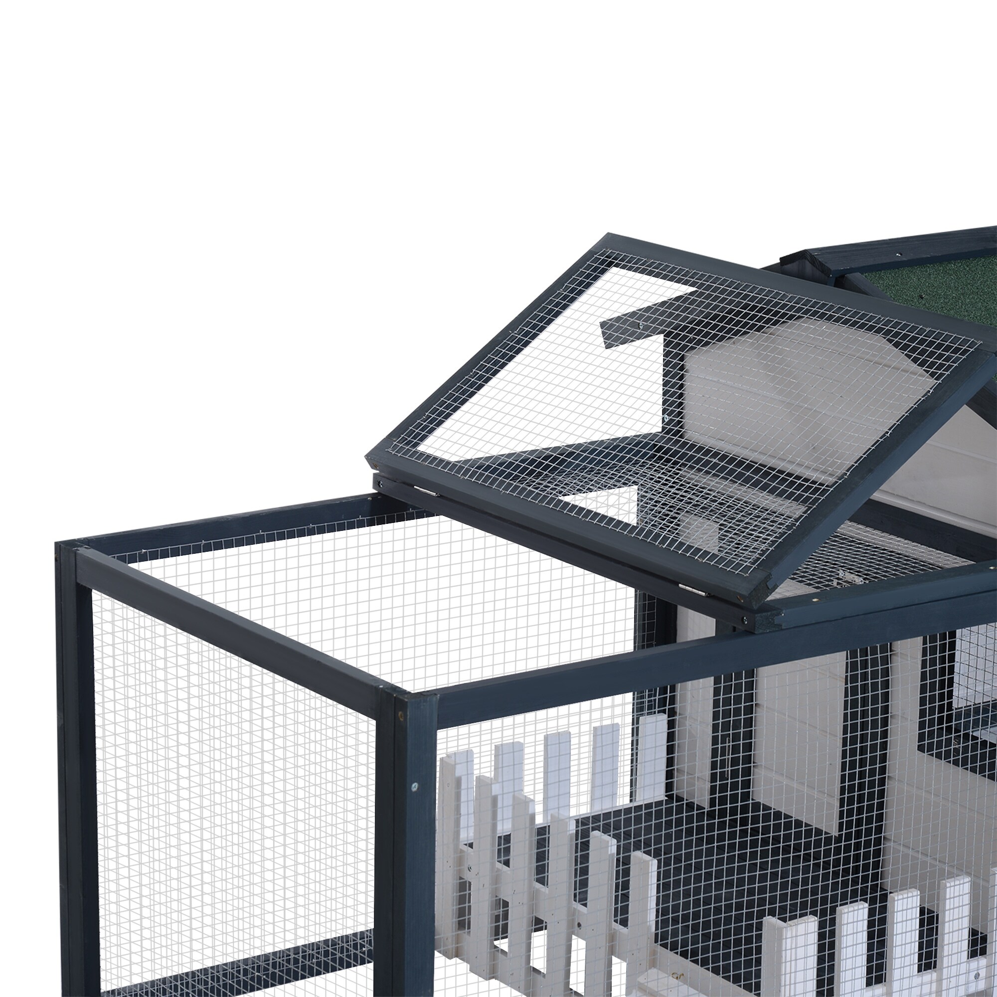PawHut Meerschweinchenstall mit Freigehege grün, weiß 151 x 78 x 84 cm (LxBxH)